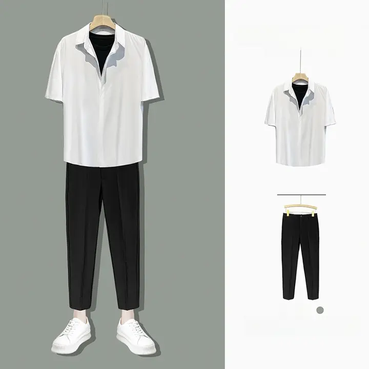 サマーアイスシルク薄手ドレープ9点 スーツパンツ メンズ