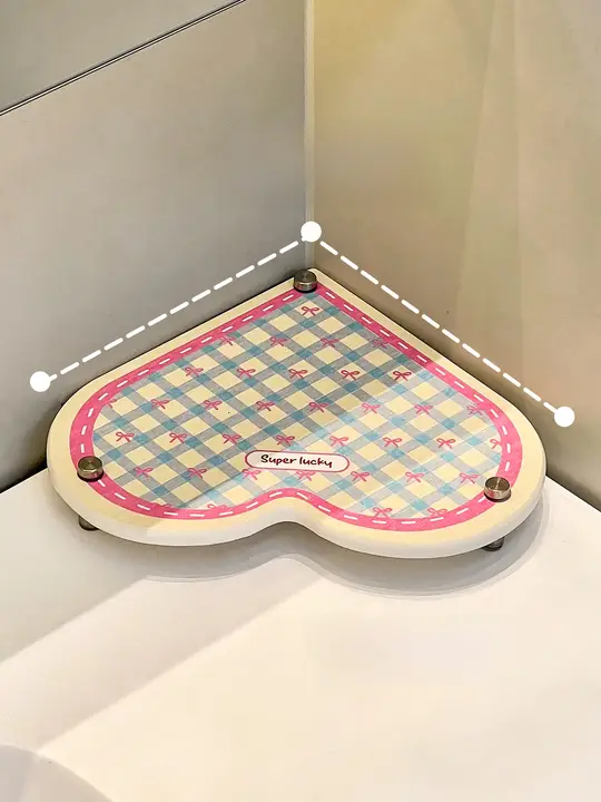 浴室コーナー収納用うがい水切りラック【デザイン吸水マット・トイレ洗面所用・歯ブラシおよびうがいカップホルダー付き】