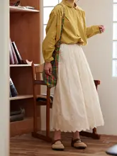 TIONGTIONG レトロ レース付き ハイウエスト Aラインスカート【春用・女性向け・スタイルアップ】