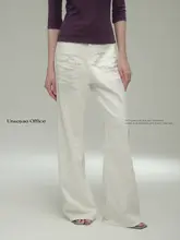 手作りの光沢感あるデザインのリッチなブローチ付きデニムパンツ【レトロスタイル・夏用・薄手コットン】