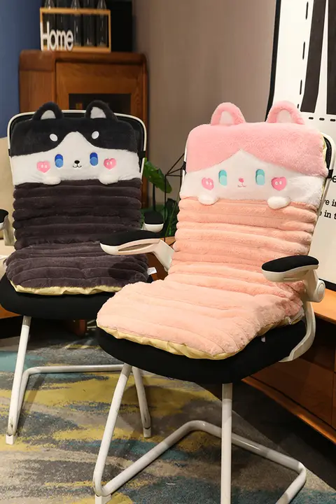 冬用 厚手オフィス用ヒーティングチェアクッション【一体型・背もたれ付き・快適】