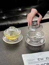 耐熱ガラス製中華スタイルスープボウルセット【蓋付き・透明・なつめぎょくしゅ・スープ用】