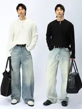 高級ボタン付きヘンリーネック 長袖Tシャツ【極上の柔らかさ・シンプルデザイン・春夏用】