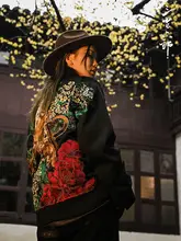 国風刺繍デザインのメンズエアフォーススタイルジャケット【春秋用・ビッグサイズ】