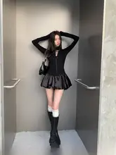セクシーなレースデザインのフレアドレス【ウエストシェイプ・ミニ丈・黒】