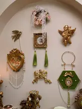 写真立て フレンチ風 ヴィンテージ 宮廷風 ハンドメイド ベルベット生地 フリンジ 彫刻加工 グリーン 高級感 インテリア 壁掛け 置物