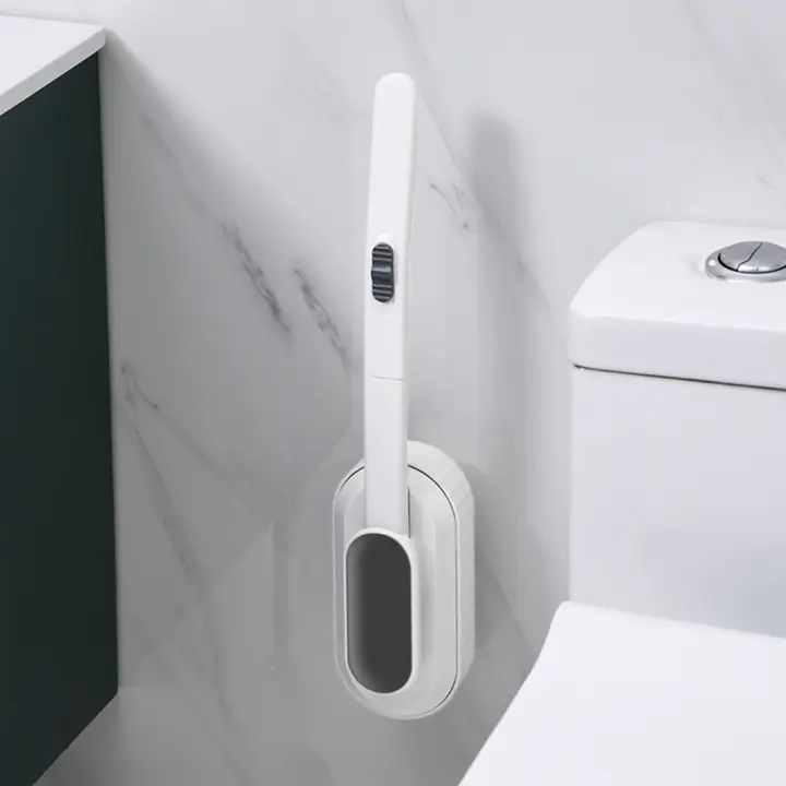 壁掛けトイレブラシ【使い捨て交換ヘッド・隅々まで掃除可能・取り付け簡単】