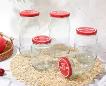 耐熱ガラス製密閉容器【トマトソース用・食品保存・キャップ付き・丸型】
