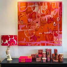 抽象手描き油絵装飾画【赤色・アメリカンスタイル・リビング・玄関・ダイニング・寝室用】