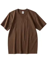 加固三本針のモカ色コットン短袖Tシャツ【夏用・極上の柔らかさ・ゆったりデザイン】