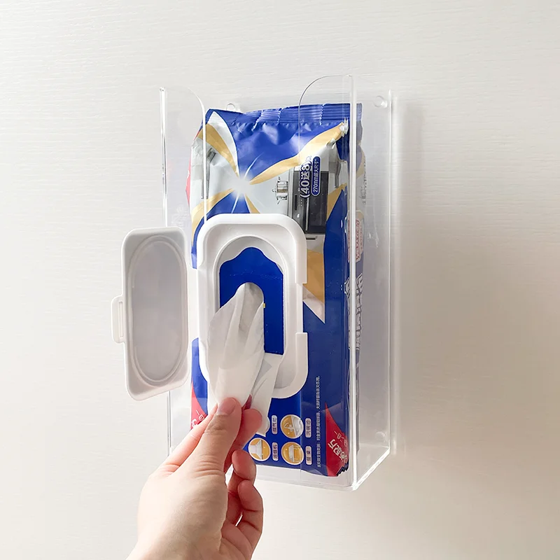 キッチン用ウェットティッシュ収納ボックス【壁掛け式・穴あけ不要】