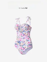 APOTCARE 女性らしい印象の体型カバー水着【プリント・背中開き・ビキニスタイル】