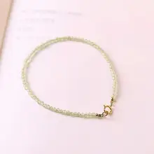 ミニオリーブストーンブレスレット【天然グリーンガーネット・極細タイプ】