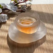 ガラス製マット仕上げの個人用カップ【透明・茶具】