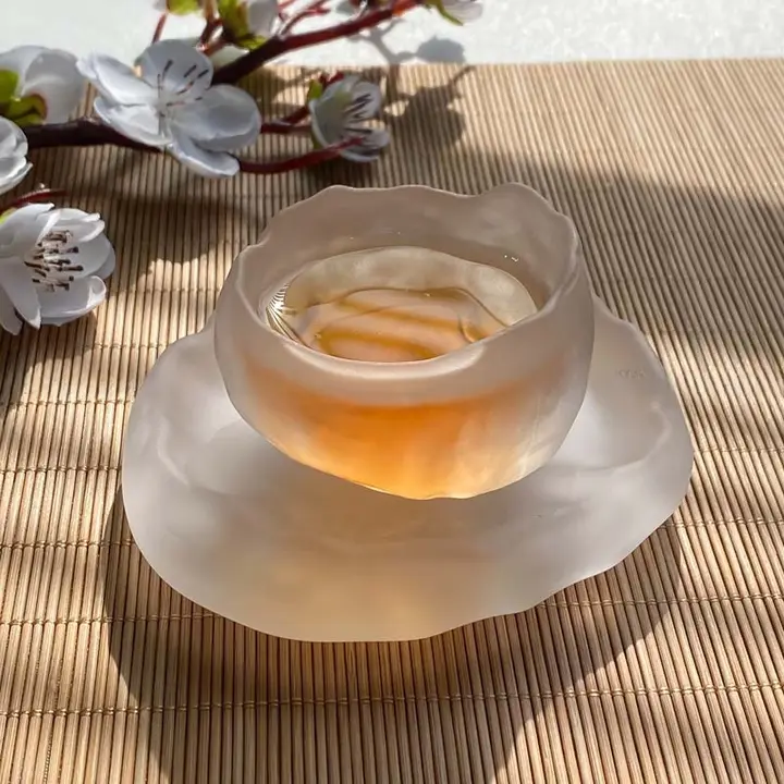 ガラス製マット仕上げの個人用カップ【透明・茶具】
