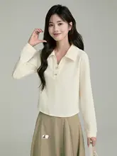 洗練されたデザイン！杏色ポロシャツ【長袖・通勤用】