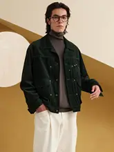 春秋用 メンズ ダークグリーン コーデュロイジャケット【多ポケット・高級感・コットン】（セットアップ対応）