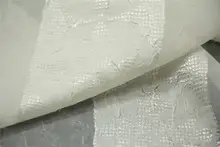 落ち感のある半透明な米白色ストライプ模様の裏地付きシフォン生地【漢服ドレス用】