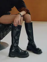 厚底ロングブーツ【ファッション・ライダーブーツ・優雅なシルエット】