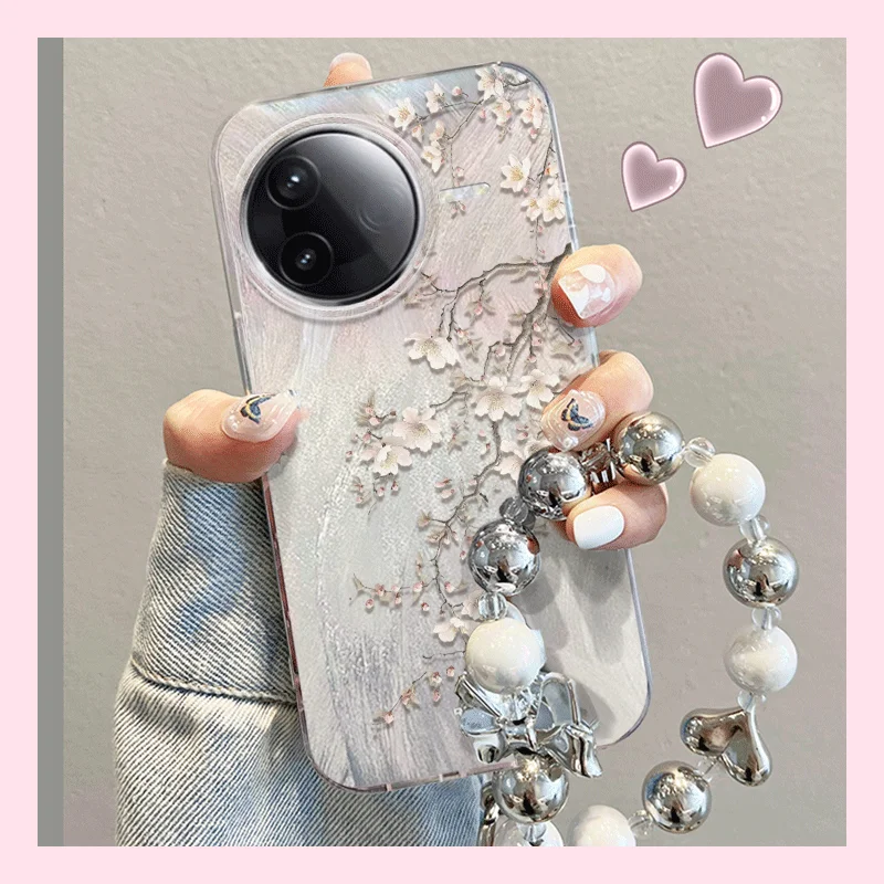 紅米K80用 シリコン製スマホケース【防衝撃・フラワーデザイン・薄型】