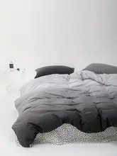 グラデーションカラー 綿100% ベッドカバーセット【シンプルデザイン・ブラック・ダブル用・150×200×230cm・枕カバー付き】