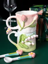 JOJO'S L. PD.オーキッド マグカップ【陶器製・ギフトボックス入り・手作りフラワーデザイン】