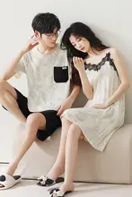 純綿素材のカップ付きキャミソールパジャマ【夏用・ペアデザイン・セクシー】（セットアップ対応）