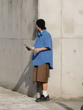 NOEARS クリーンフィット 霧青色 ポケット付き ショートスリーブシャツ【夏用・ラフフィット】