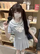 可愛いデザイン！海塩ウサギのウエストシェイプJK制服セーラー服【短袖・夏用】（セットアップ対応）