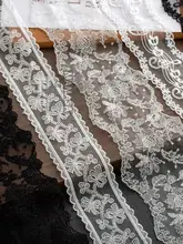 白黒二面デザインの精緻なネット刺繍レース花柄【手作り衣料・ヘアアクセサリー用】
