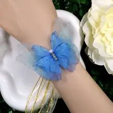立体的なブルーバタフライブレスレット【ダンス装飾用・ストラップ付き】