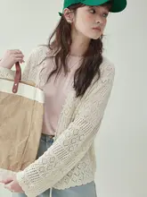 法式透かし編み薄手ニットカーディガン【夏用・UVカット・エアコン対策】