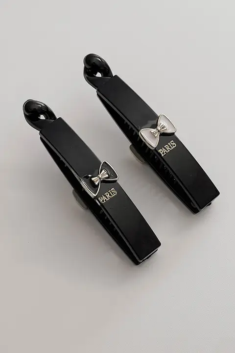 小型 黒色ポニーテールクリップ【8cm・バナナクリップ・縦型・後頭部用】