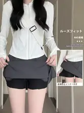 アメリカンスタイルのスポーツ工装ミニスカート【防透け・Aライン・ハイウエスト・夏用】