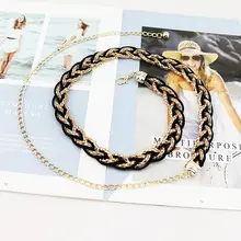 金属編みブラックウエストチェーン【女性用・スタイリッシュ・アクセサリー・どんな衣服にも合う】