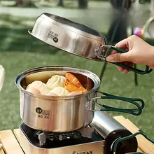 アウトドア用304ステンレス鍋具【キャンプ・調理・ケトル・フライパン】（セットアップ対応）