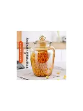 欧風カラフルガラス密封容器【琥珀色・収納瓶・茶葉や蜂蜜用・フタ付き】