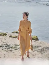 感のあるデザインのワンピース【麻素材・ウエストシェイプ・春夏用】