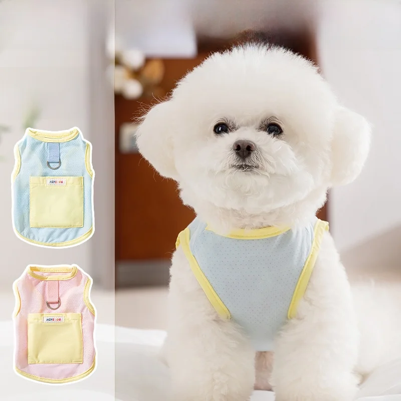 夏用薄手小型犬用防寒ベスト：涼感素材で通気性を重視したリラックススタイル