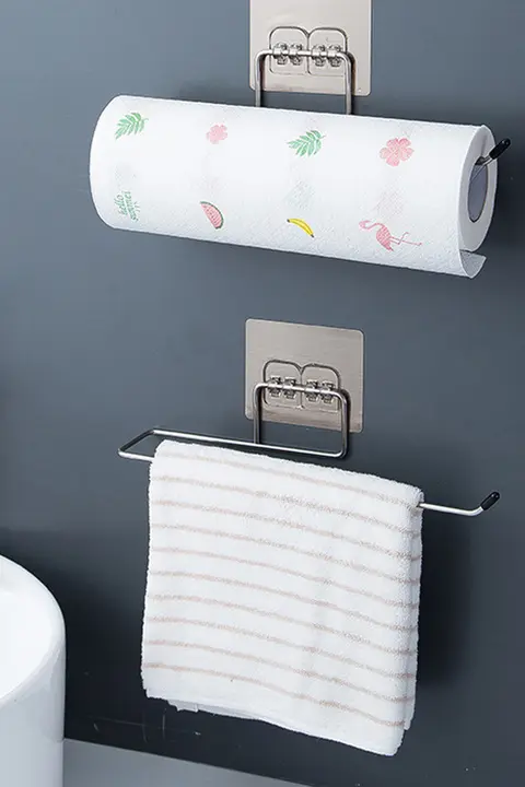 多機能壁掛け収納ラック【トイレットペーパー用・穴あけ不要・浴室・キッチン】