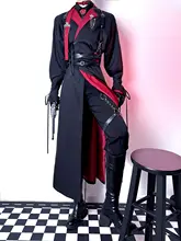 トレンチコート マント ユニセックス ロング丈 ダークゴシック 紐デザイン 赤 コスプレ 乙女ゲーム オリジナル設定 ナイトウォッチャー