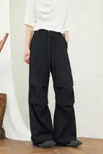 デザイン性のあるおしゃれなアメリカンスタイルのストレートカジュアルパンツ【薄手のコットンリネン・ルーズフィット・工事作業用】（セットアップ対応）