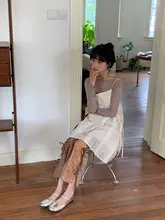 レース透かしデザイン タンクトップドレス【ノースリーブ・小規模デザイン・春用】
