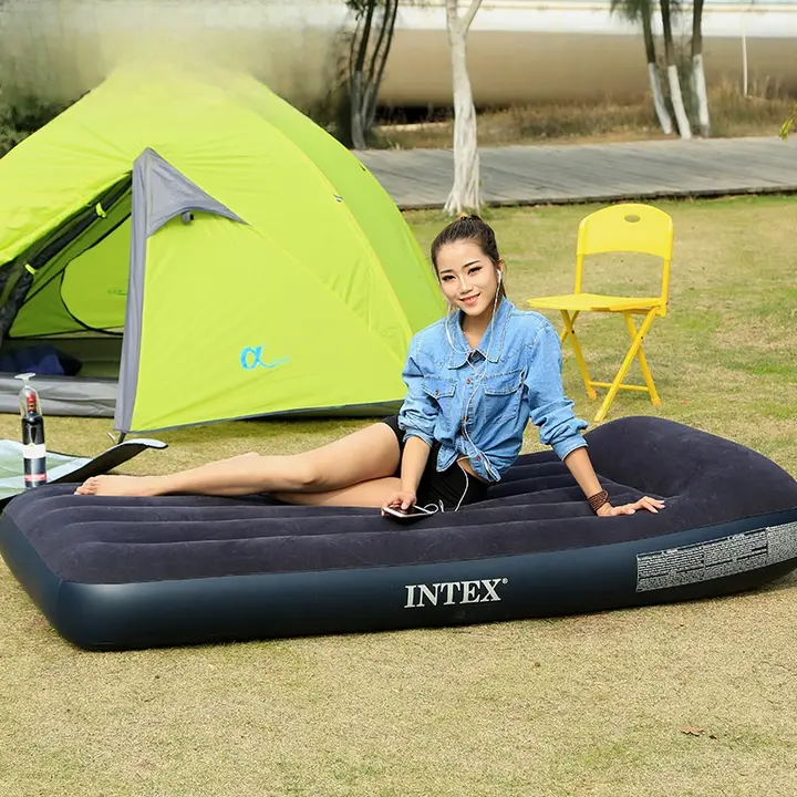INTEX 折りたたみ式エアベッド【シングル・ダブル・屋内外兼用・携帯可能】