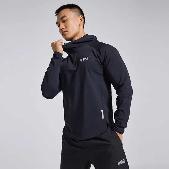 パーカー メンズ 長袖 裏起毛 高ストレッチ あったか フィットネス ランニング 秋冬 「OMG」