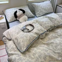全棉二重ガーゼ製ベッドカバーセット【小花柄・寝具・ベッドシーツ・ ふとんカバー・タオル】（セットアップ対応）