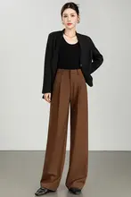 天丝ウール製 レディースワイドレッグパンツ【秋春用・ストレート・ハイウエスト】