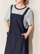 ダブルデザインサスペンダーワンピース【夏用・大きいサイズ・フィット】（セットアップ対応）