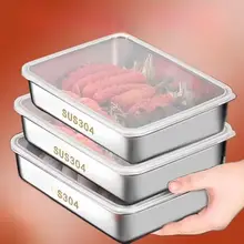 304ステンレス製 保存容器【角型・蓋付き・冷蔵庫用・焼き物プレート】
