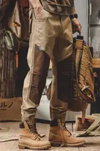 アメリカンビンテージ風 ワークパンツ【秋用・カラーブロック・ゆったりした束脚デザイン】